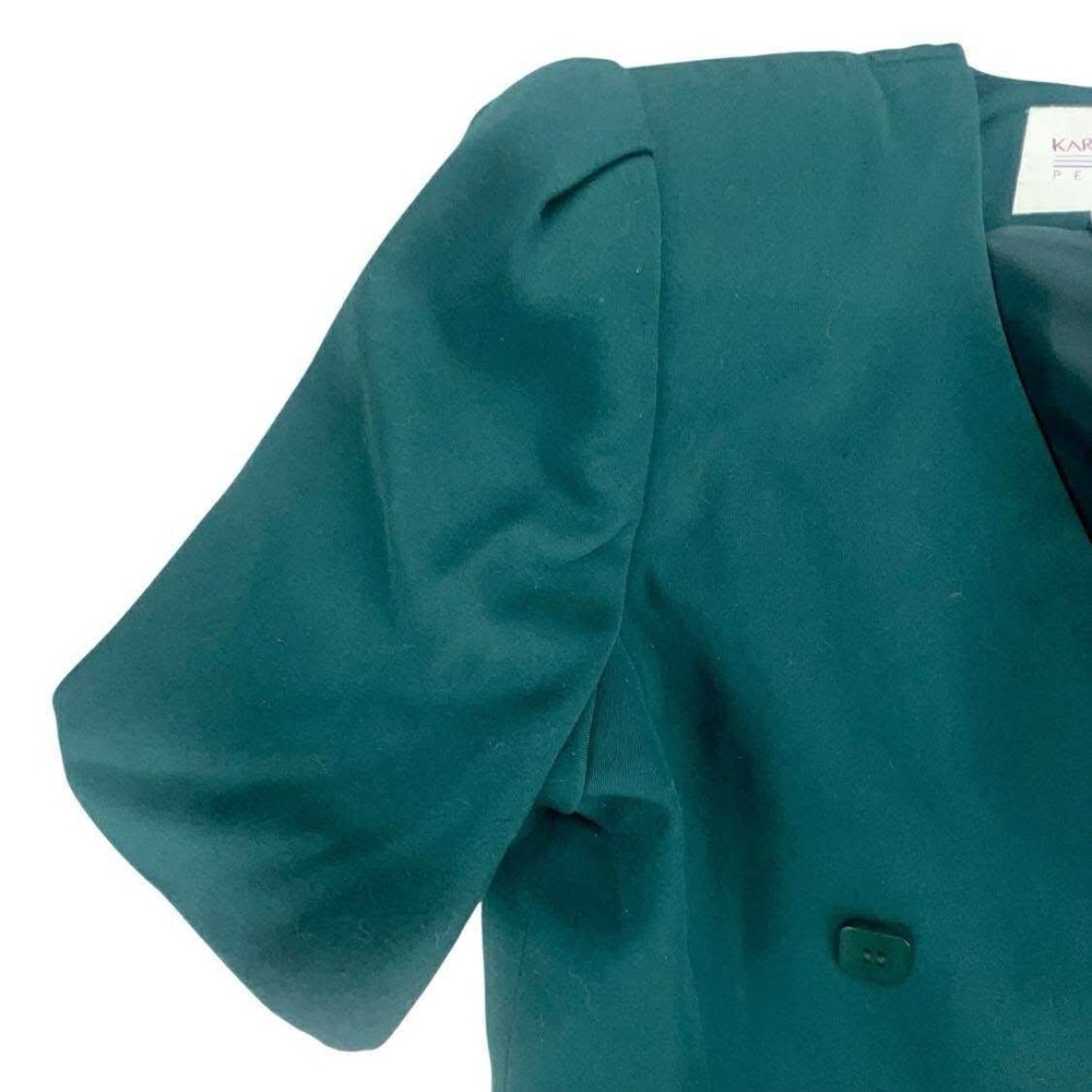 Vintage Karen Scott size 8 Petites Green Short‎ Sleeve Blazer Jacket Business - Picture 5 of 12